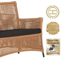 Jogo Sofá E 2 Poltronas E Mesa Igapó Preta E9 Trama Original Terra Cota