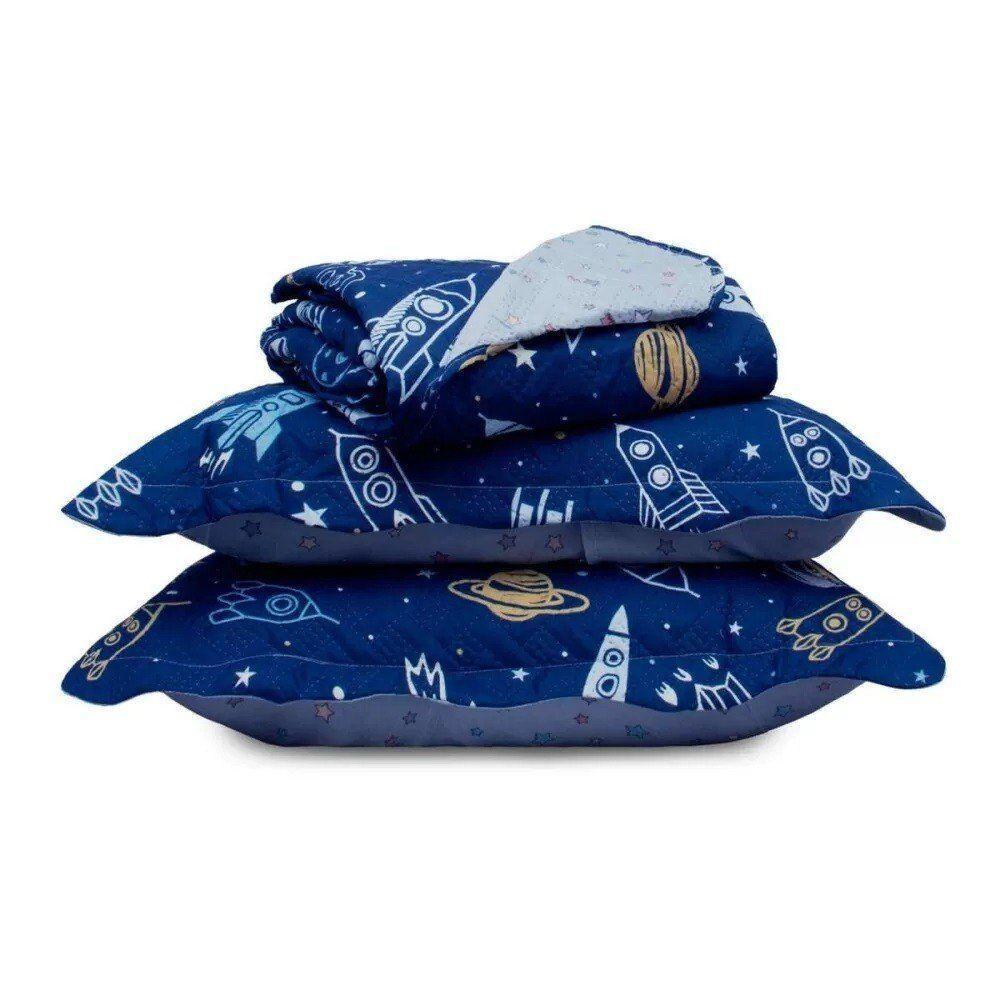 Kit Cobre Leito Infantil Com Porta Travesseiro Appel Galáxia - Casal - 2
