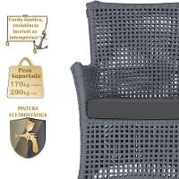 Jogo Sofá 2 Poltronas E Mesa Igapó Preta E11 Trama Original Prata - 5