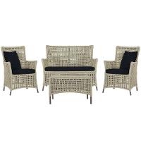 Jogo Sofá 2 Poltronas E Mesa Igapó Marrom E12 Trama Original Rami - 1