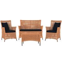 Jogo Sofá 2 Poltronas E Mesa Igapó Marrom E12 Trama Original Terra Cota - 1