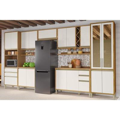Cozinha Completa Tempranillo 9 Peças (3Aéreos+2Balcões+1Paneleiro+1TorreQuente+2Complementos) C9P83 Amendoa/Off White - Ronipa