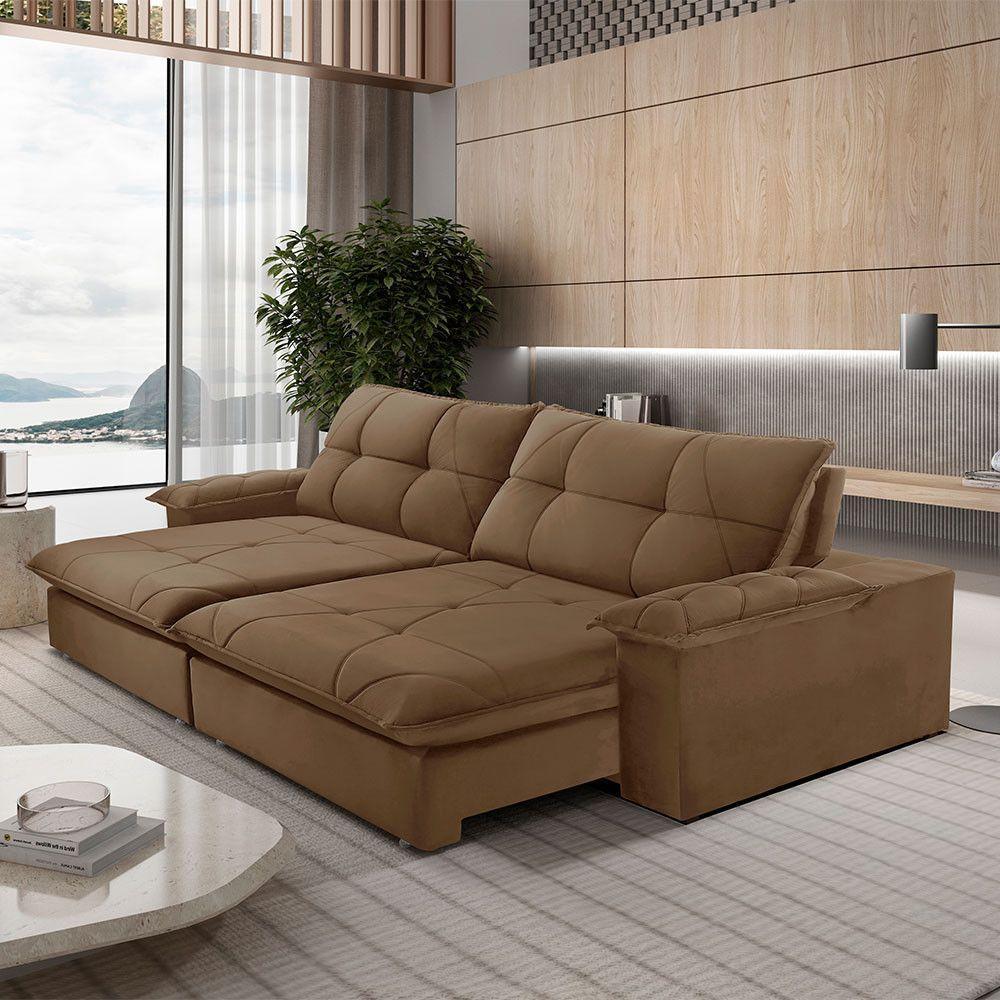 Sofá Gaia Veludo 02 Módulos 80 Cm B25cm Meu Sofá Online B016 Veludo Marrom - 1