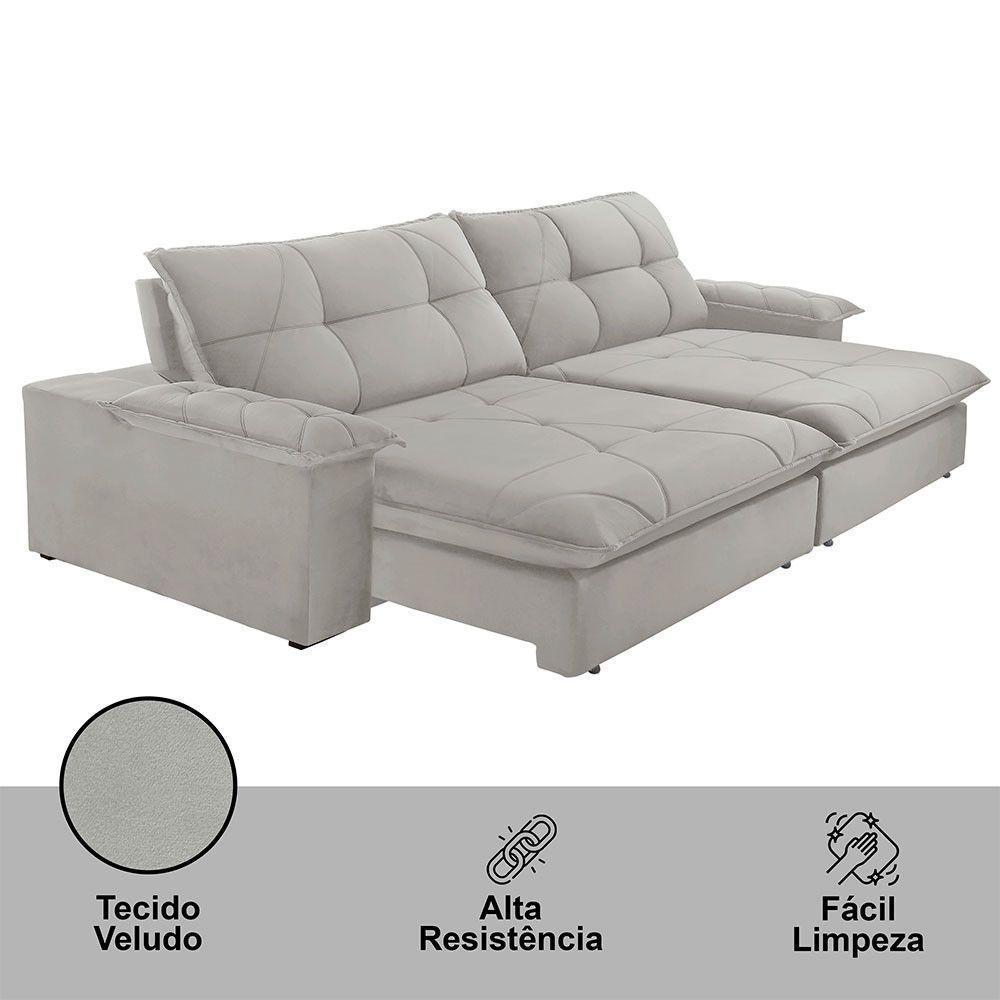 Sofá Gaia Veludo 02 Módulos 80 Cm B25cm Meu Sofá Online B026 Veludo Prata - 4