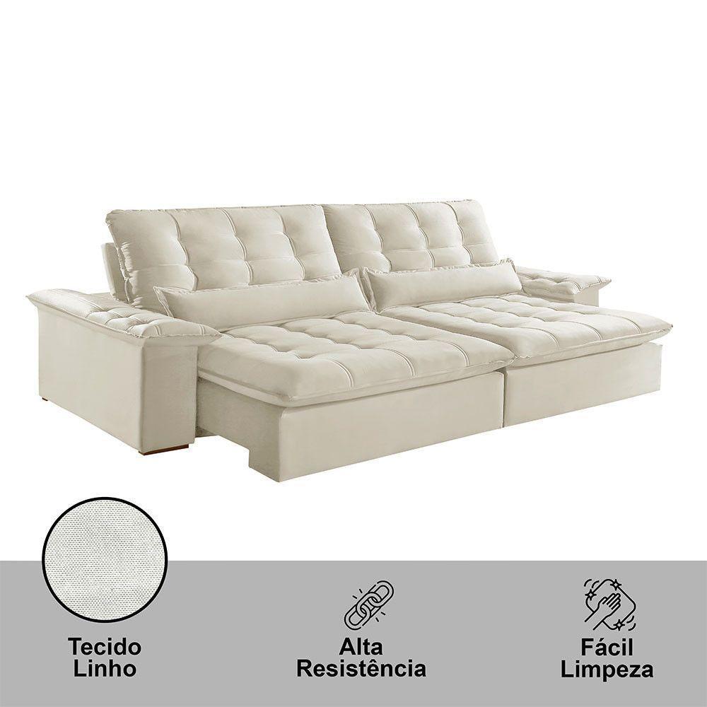 Sofá Victory Linho 02 Módulos De 120cm B25cm Meu Sofá Online A302 Linho Branco - 3