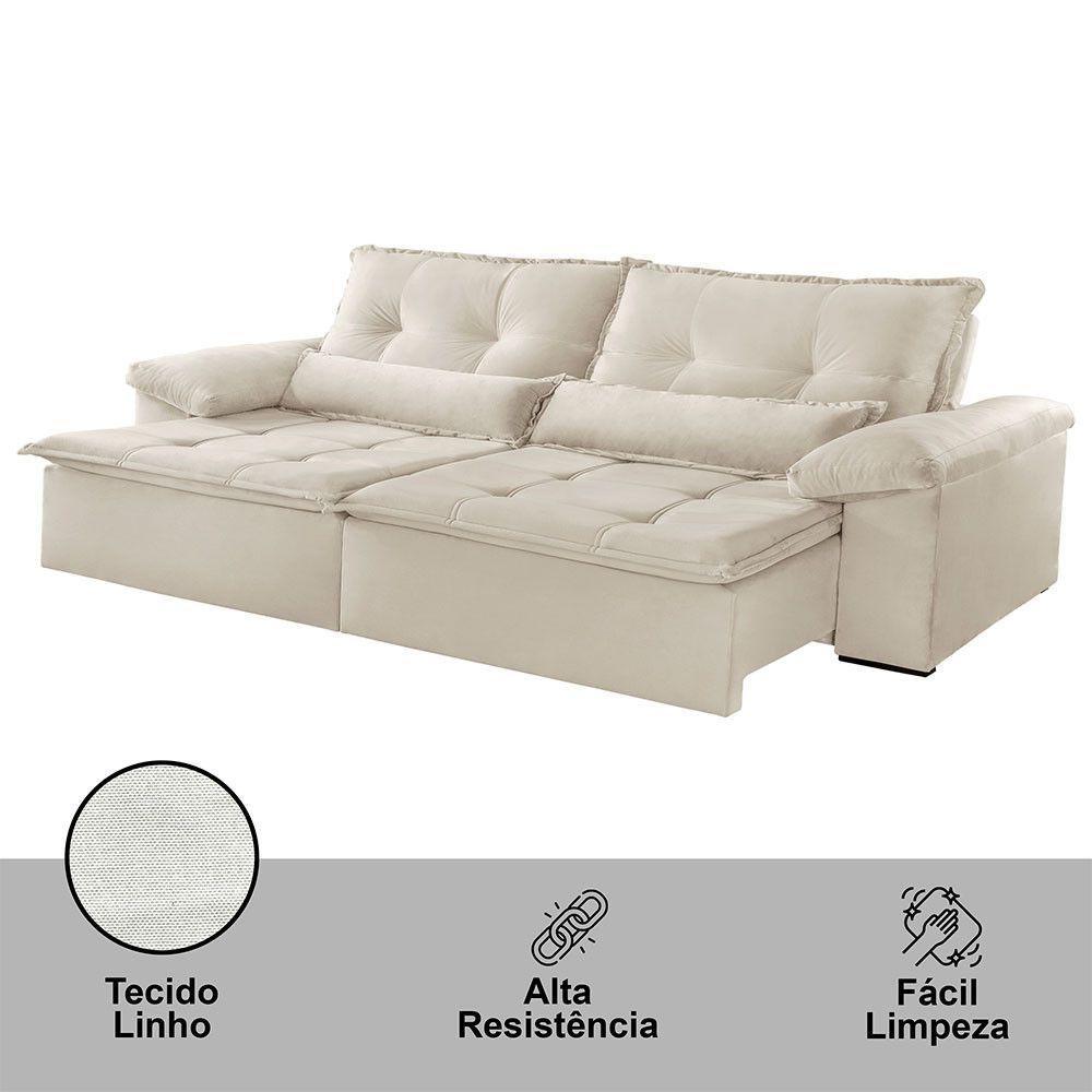 Sofá Parma Linho 02 Módulos De 80cm B25cm Meu Sofá Online A302 Linho Branco - 2