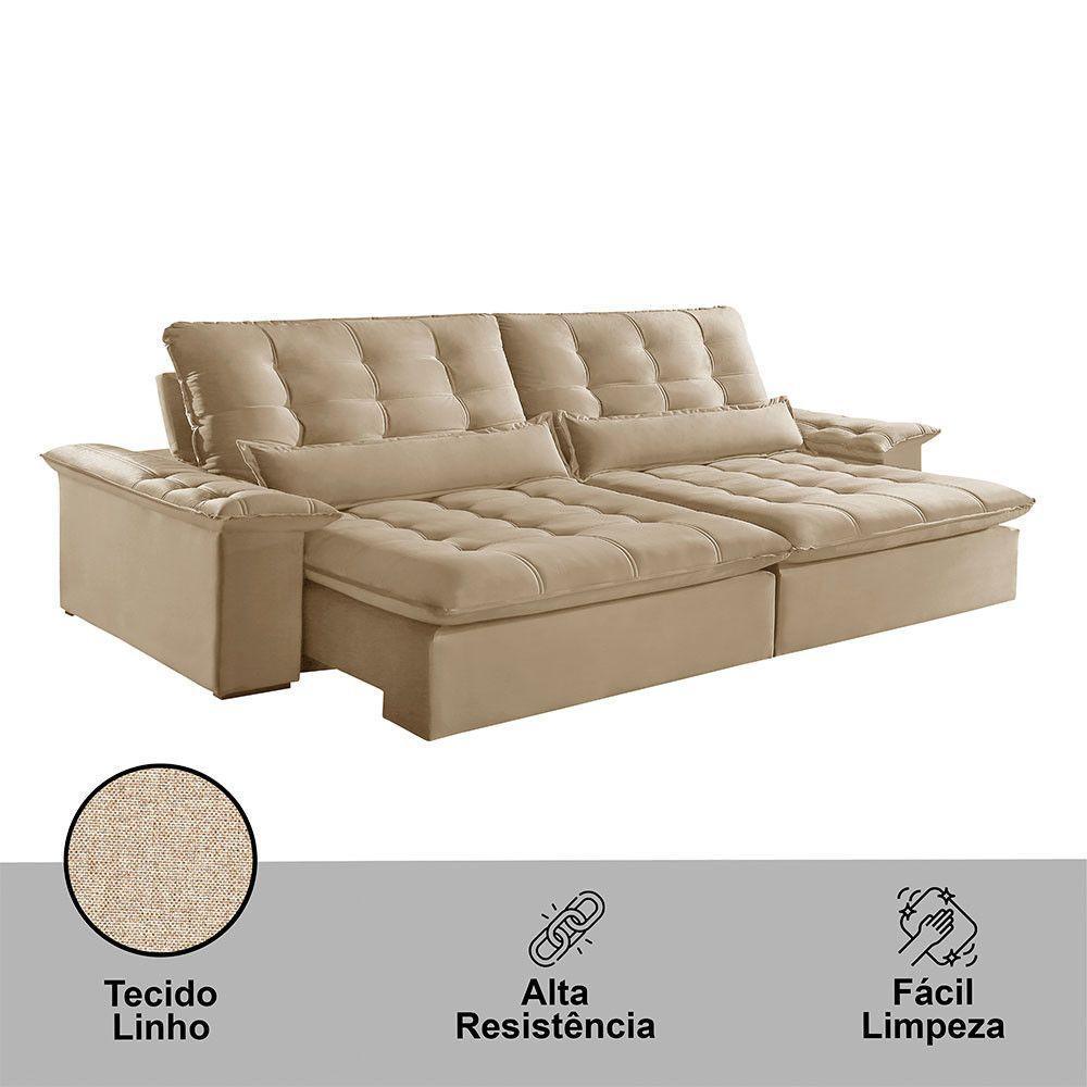 Sofá Victory Linho 02 Módulos De 100cm B25cm Meu Sofá Online A226 Linho Bege - 2