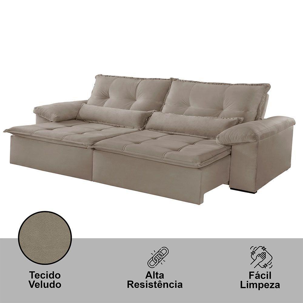 Sofá Parma Veludo 02 Módulos De 90cm B25cm Meu Sofá Online B002 Veludo Capuccino - 5