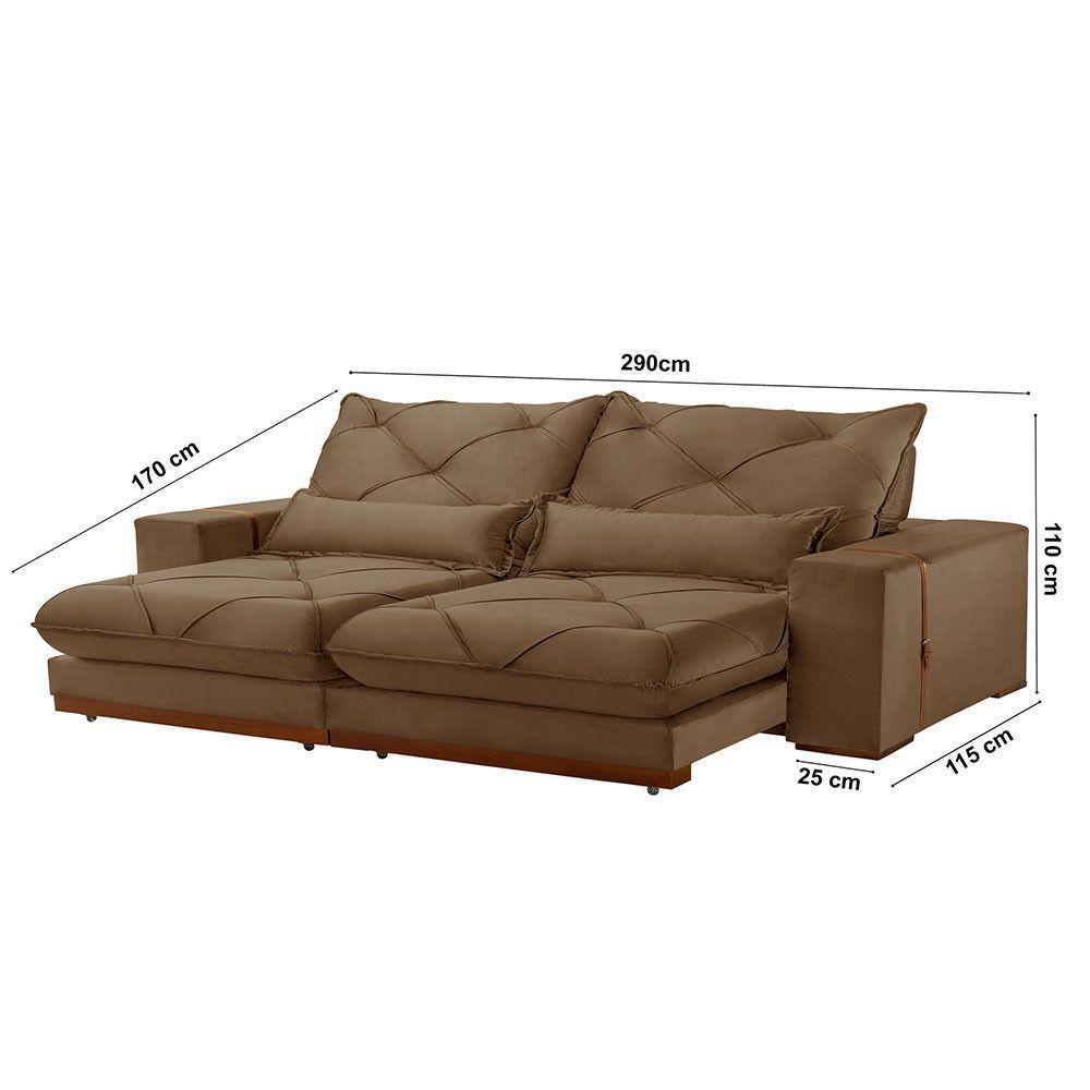 Sofá Turim Veludo 02 Módulos De 120cm B25cm Meu Sofá Online B016 Veludo Marrom - 9