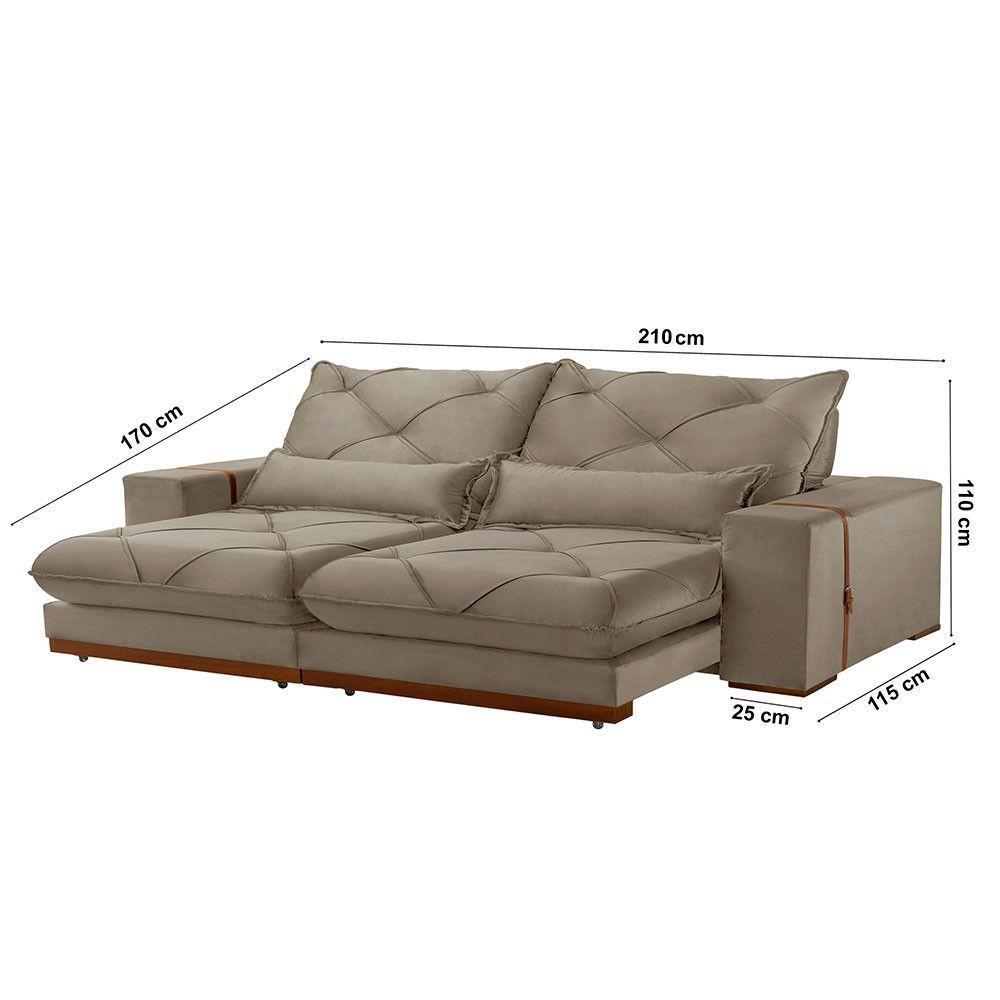 Sofá Turim Veludo 02 Módulos De 80cm B25cm Meu Sofá Online B002 Veludo Capuccino - 5