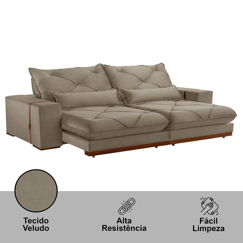 Sofá Turim Veludo 02 Módulos De 90cm B25cm Meu Sofá Online B002 Veludo Capuccino - 2