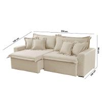 Sofá Montreal Linho 02 Módulos De 100m B25cm Meu Sofá Online A302 Linho Branco - 3