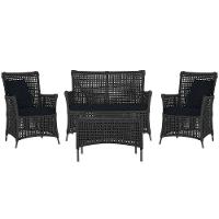 Jogo Sofá 2 Poltronas E Mesa Igapó Marrom E12 Trama Original Preto - 1