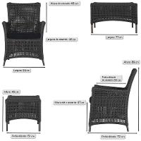 Jogo Sofá 2 Poltronas E Mesa Igapó Marrom E12 Trama Original Preto - 3