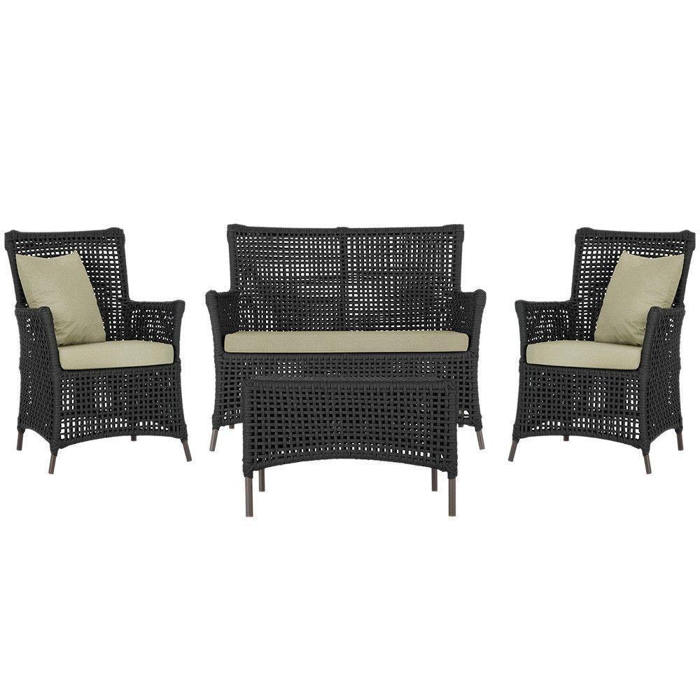 Jogo Sofá 2 Poltronas E Mesa Igapó Marrom E7 Trama Original Preto - 1