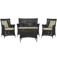 Jogo Sofá 2 Poltronas E Mesa Igapó Marrom E7 Trama Original Preto - 1