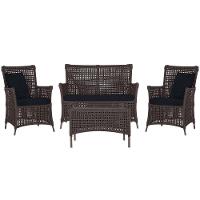 Jogo Sofá 2 Poltronas E Mesa Igapó Marrom E12 Trama Original Marrom - 1