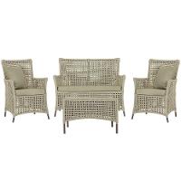 Jogo Sofá 2 Poltronas E Mesa Igapó Marrom E7 Trama Original Rami - 1