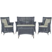 Jogo Sofá 2 Poltronas E Mesa Igapó Marrom E3 Trama Original Prata - 1