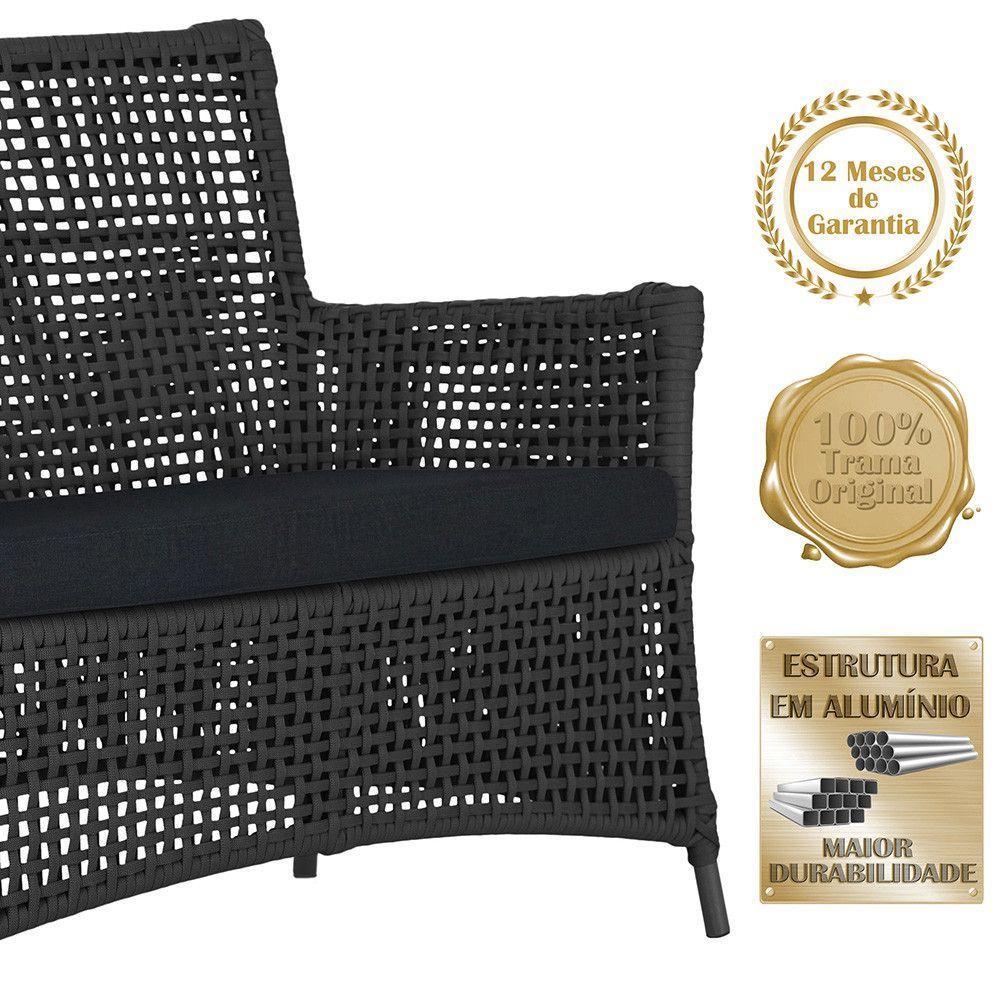 Jogo Sofá 2 Poltronas E Mesa Igapó Preta E12 Trama Original Preto - 4