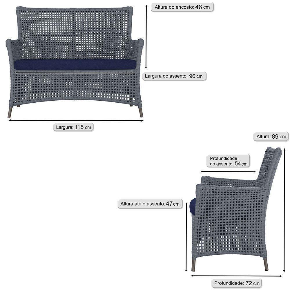 Jogo Sofá 2 Poltronas E Mesa Igapó Marrom E10 Trama Original Prata - 2