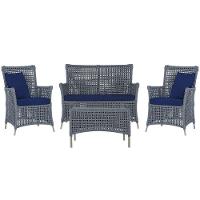 Jogo Sofá 2 Poltronas E Mesa Igapó Fendi E10 Trama Original Prata - 1