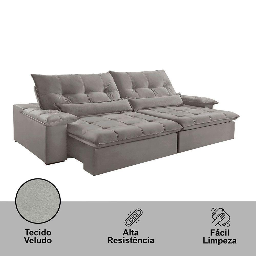 Sofá Nivus Veludo 02 Módulos 100m B25cm Meu Sofá Online B026 Veludo Prata - 5