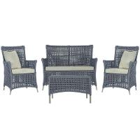 Jogo Sofá E 2 Poltronas E Mesa Igapó Fendi E3 Trama Original Prata - 1