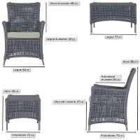 Jogo Sofá E 2 Poltronas E Mesa Igapó Fendi E3 Trama Original Prata - 3