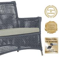 Jogo Sofá E 2 Poltronas E Mesa Igapó Fendi E3 Trama Original Prata