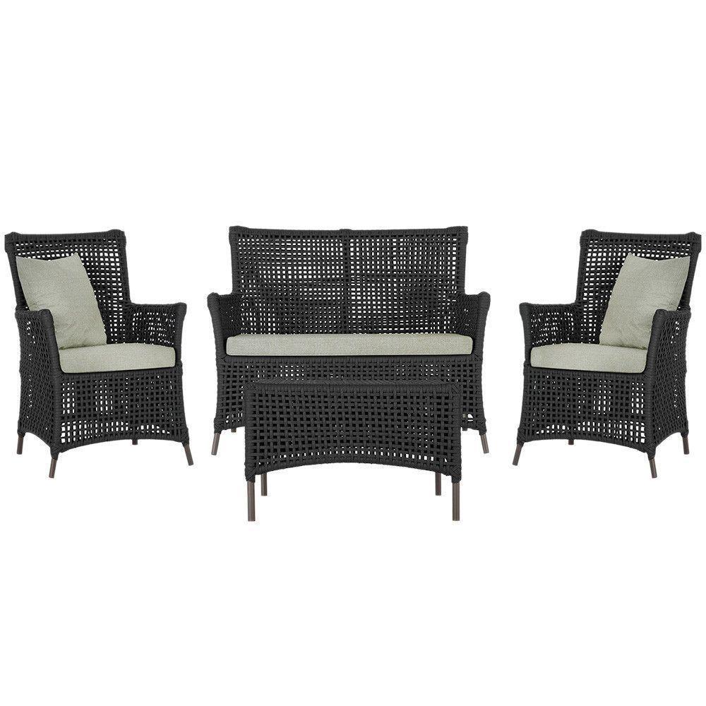 Jogo Sofá 2 Poltronas E Mesa Igapó Marrom E3 Trama Original Preto - 1