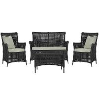 Jogo Sofá 2 Poltronas E Mesa Igapó Marrom E3 Trama Original Preto - 1