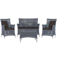 Jogo Sofá E 2 Poltronas E Mesa Igapó Fendi E9 Trama Original Prata - 1