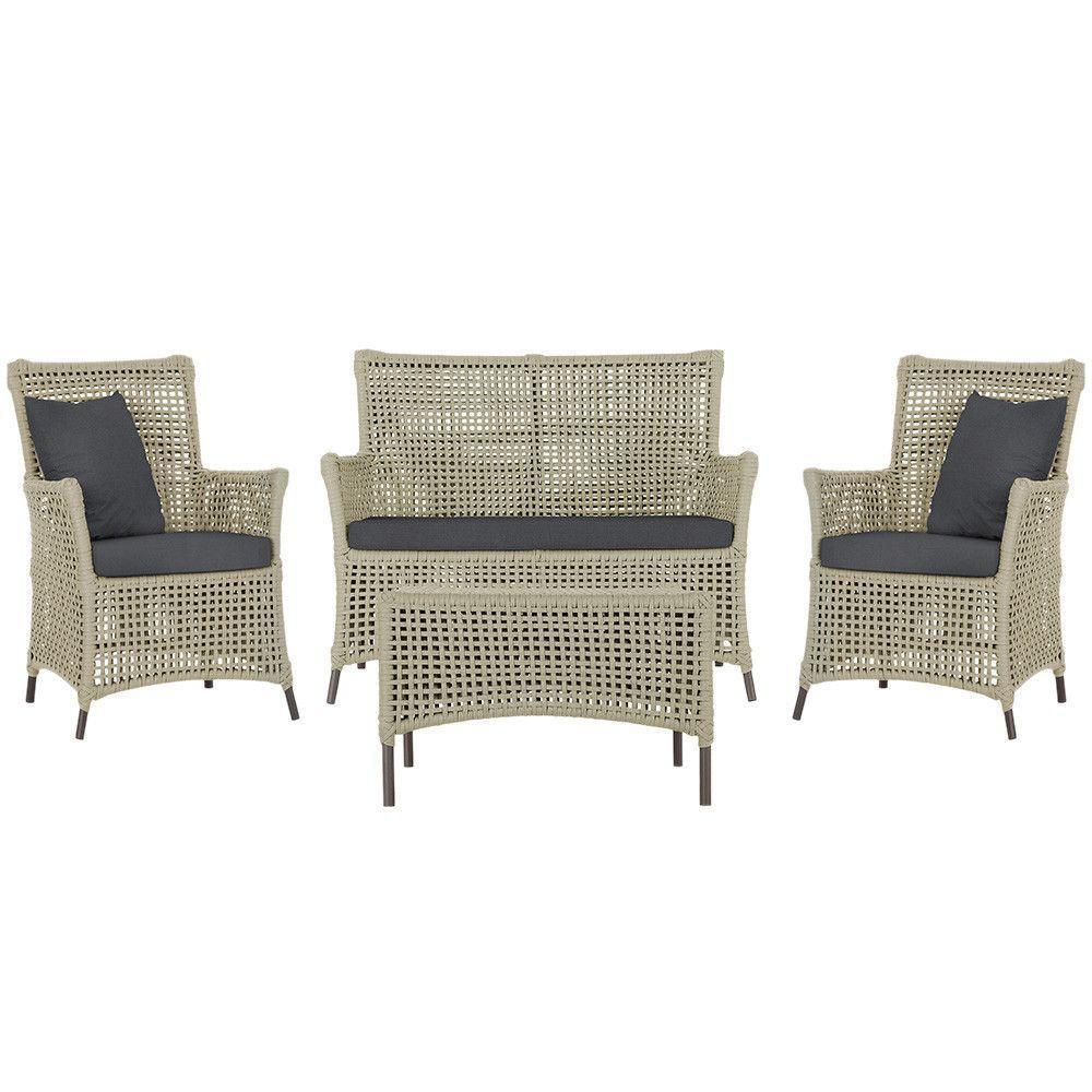 Jogo Sofá 2 Poltronas E Mesa Igapó Marrom E11 Trama Original Rami - 1