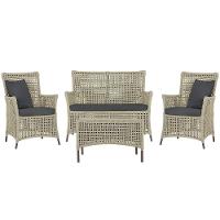 Jogo Sofá 2 Poltronas E Mesa Igapó Marrom E11 Trama Original Rami - 1