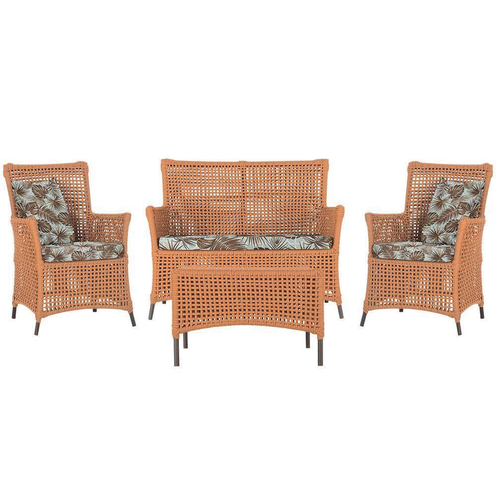 Jogo Sofá 2 Poltronas E Mesa Igapó Marrom E6 Trama Original Terra Cota - 1