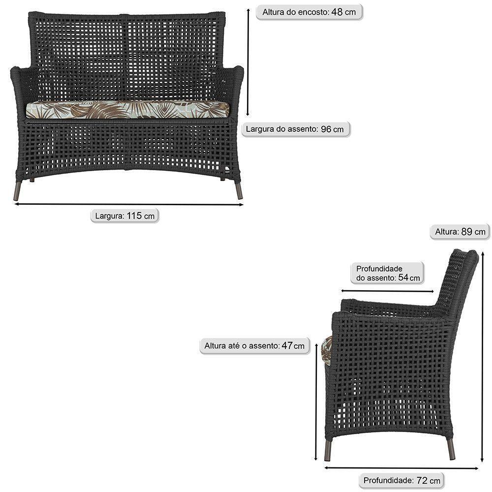 Jogo Sofá 2 Poltronas E Mesa Igapó Marrom E6 Trama Original Preto - 6