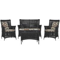 Jogo Sofá 2 Poltronas E Mesa Igapó Marrom E6 Trama Original Preto - 1