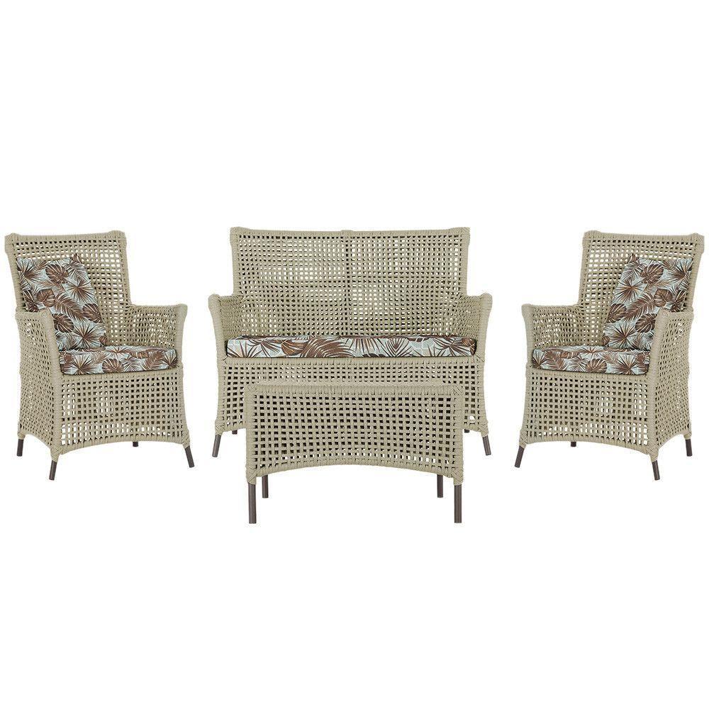 Jogo Sofá 2 Poltronas E Mesa Igapó Marrom E6 Trama Original Rami - 1