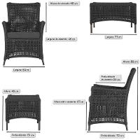 Jogo Sofá 2 Poltronas E Mesa Igapó Marrom E11 Trama Original Preto - 3