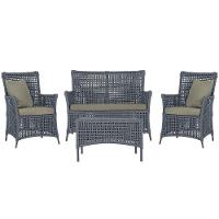 Jogo Sofá E 2 Poltronas E Mesa Igapó Preta E8 Trama Original Prata - 1