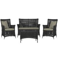 Jogo Sofá E 2 Poltronas E Mesa Igapó Preta E8 Trama Original Preto - 1