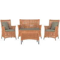 Jogo Sofá E 2 Poltronas E Mesa Igapó Preta E8 Trama Original Terra Cota - 1