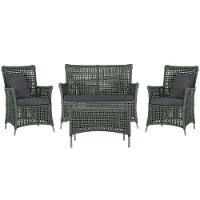 Jogo Sofá 2 Poltronas E Mesa Igapó Fendi E11 Trama Original Verde - 1