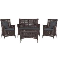 Jogo Sofá 2 Poltronas E Mesa Igapó Fendi E11 Trama Original Marrom - 1