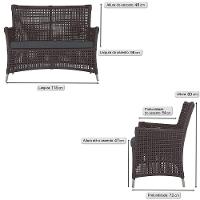 Jogo Sofá 2 Poltronas E Mesa Igapó Fendi E11 Trama Original Marrom - 2