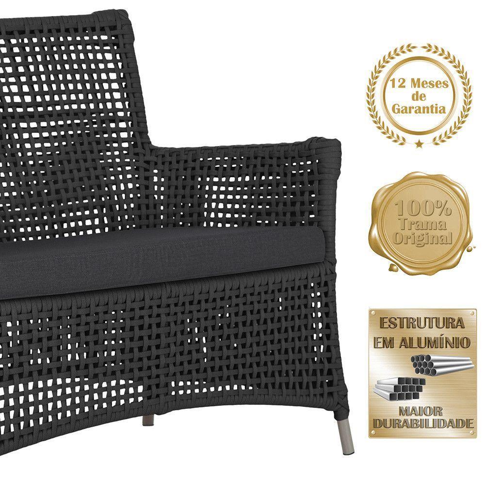 Jogo Sofá 2 Poltronas E Mesa Igapó Fendi E11 Trama Original Preto - 4