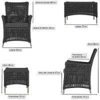 Jogo Sofá 2 Poltronas E Mesa Igapó Fendi E11 Trama Original Preto - 3