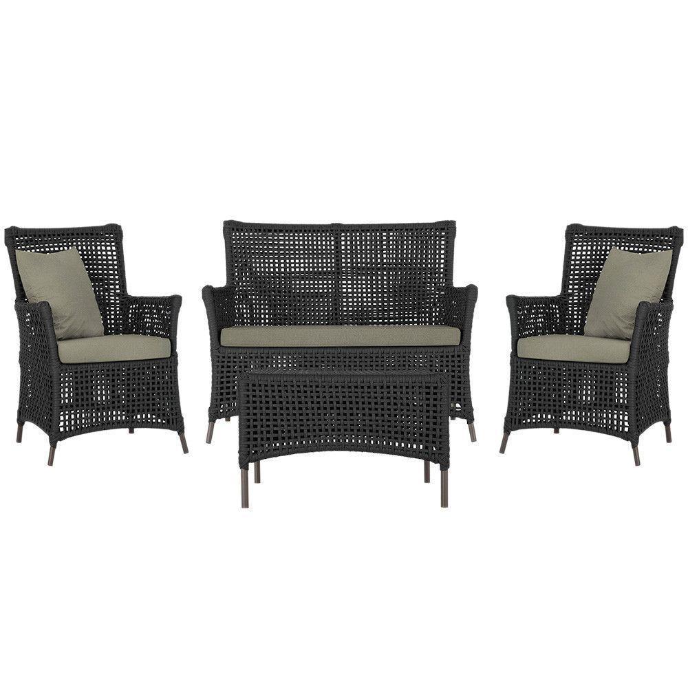 Jogo Sofá 2 Poltronas E Mesa Igapó Marrom E8 Trama Original Preto - 1