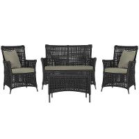 Jogo Sofá 2 Poltronas E Mesa Igapó Marrom E8 Trama Original Preto - 1